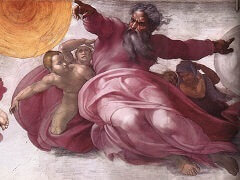 Creation of the Sun, Moon, and Plants  by Michelangelo